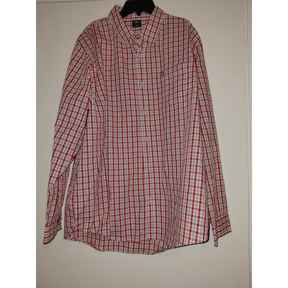 Ohio State Buckeyes Authentic Apparel Scarlett Gray Long Sleeve Flannel Shirt XL